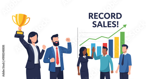 Business Team Celebrating Record Sales Achievement.