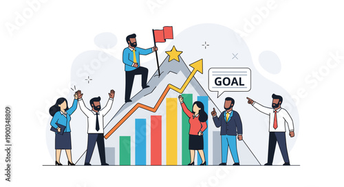 Business Team Achieving Success Together Graph.