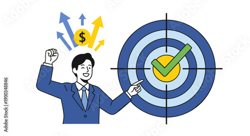 Businessman Achieving Financial Target with Success.