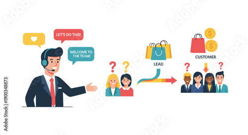 Businessman Explaining Concept to Colleagues and Customers.