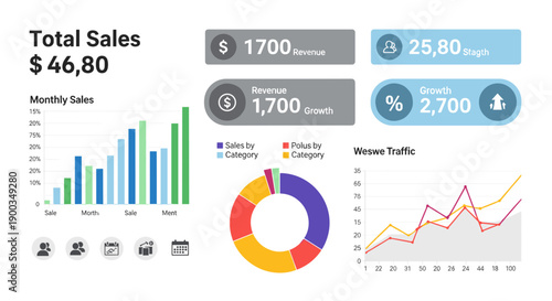 Colorful Graphs and Charts Business Data.