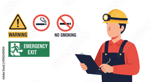 Construction Worker Checking Safety Protocols.