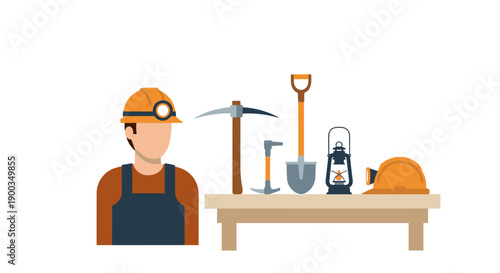 Construction Worker with Tools and Equipment.