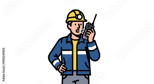 Construction Worker with Radio Communication Device 1.