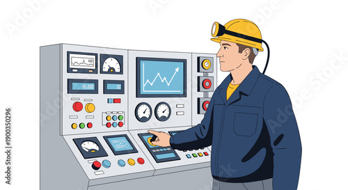 Engineer Operating Control Panel Machinery.