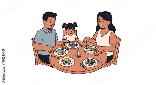 Family Having Meal Together at Table.