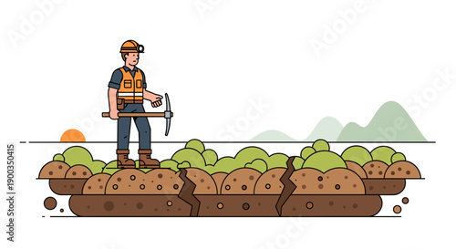 Farmer Inspecting Crops with Tablet Computer.