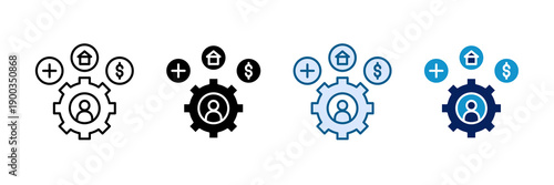 Social Welfare Services Icon Set Multiple Style Collection