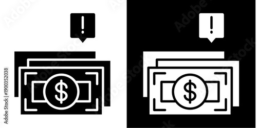 Salary Icon Set White Glyph Style Collection