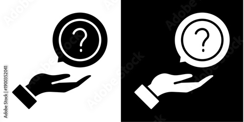 Question Icon Set White Glyph Style Collection