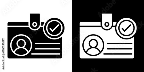 Id Card Icon Set White Glyph Style Collection