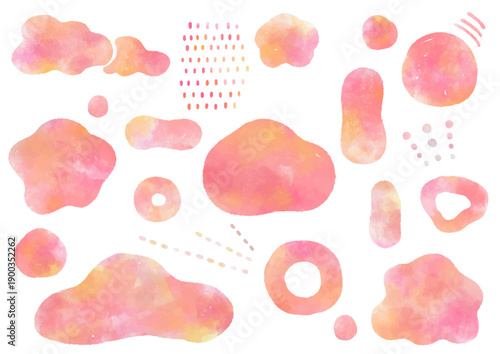 やわらかい形の水彩素材