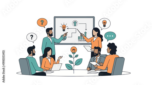 Business team meeting for brainstorming and developing new ideas.