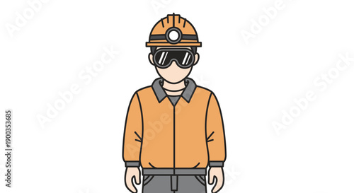 Illustration of a Miner Wearing Safety Gear.