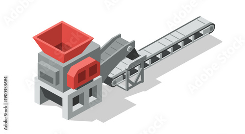 Industrial Crushing Machine with Conveyor Belt.