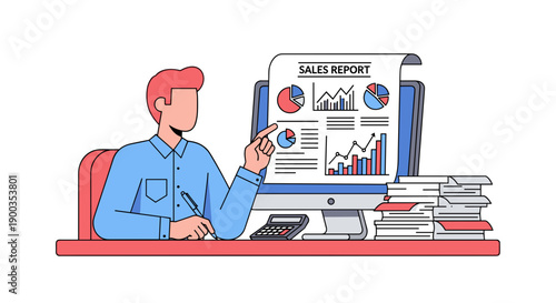 Man analyzing sales data on computer.