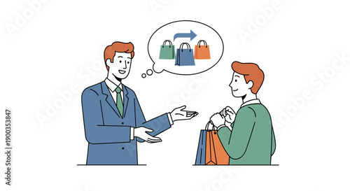 Man and Woman Discussing Shopping Bags 1.