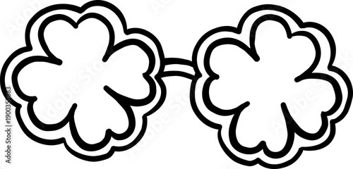 Clover Shaped Sunglasses St Patrick Day Outline Cartoon Hand Drawn