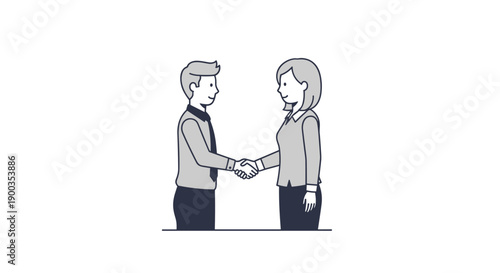 Man and Woman Shaking Hands Illustration 1.
