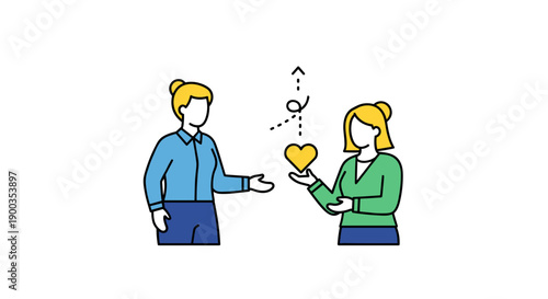 Man and Woman Exchanging Heart Gesture.