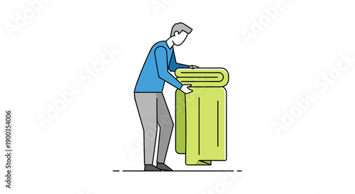 Man disposing trash in a bin.