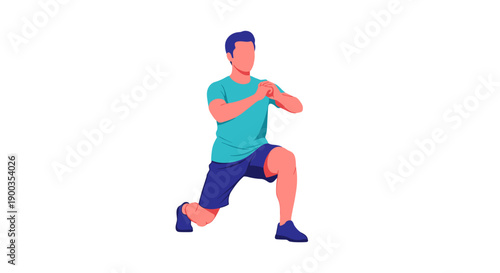Man Doing Lunge Exercise with Arms Crossed.