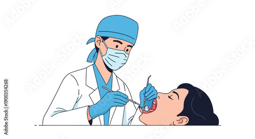 Professional Dentist Examining Patient's Teeth during a Routine Oral Health Checkup
