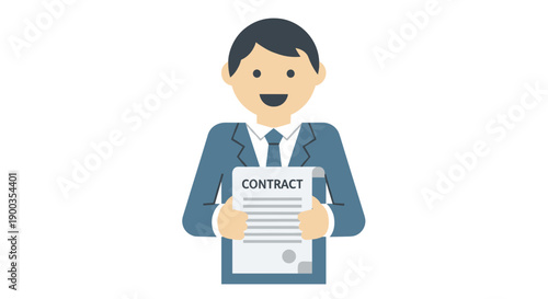 Man in Suit Holding Contract Document.