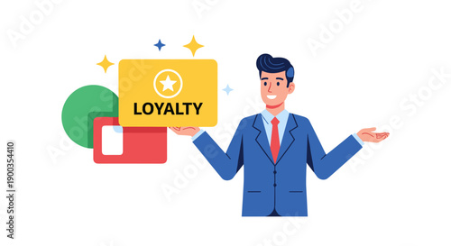 Man in Suit Holding Loyalty Card.