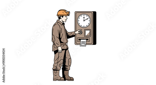 Man in uniform checking time on clock.