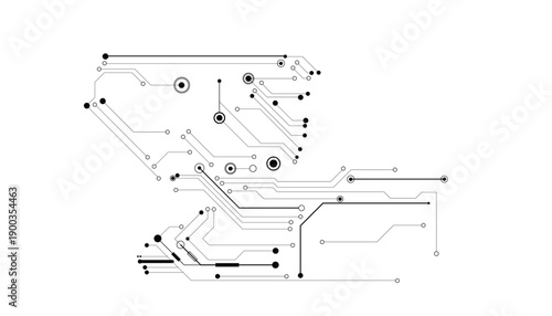 Technology black circuit diagram concept. Vector abstract technology on white background.