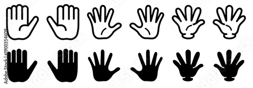 ハンドサイン 手のひらアイコン素材｜ジェスチャー・合図・注意を表すシンプルUIデザイン