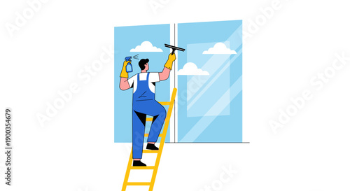 Man Painting Window Frame with Roller.