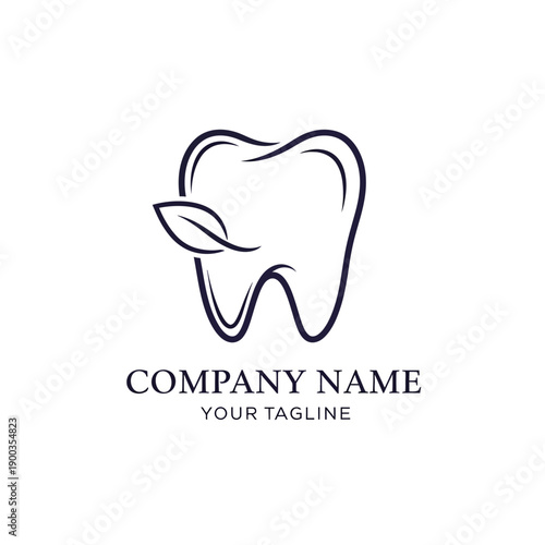 Minimalist Tooth and Leaf Logo Design for Dental Care.