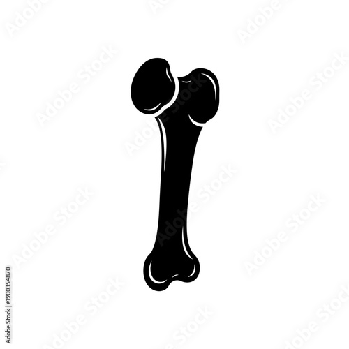 Black Silhouette of a Human Femur Bone.