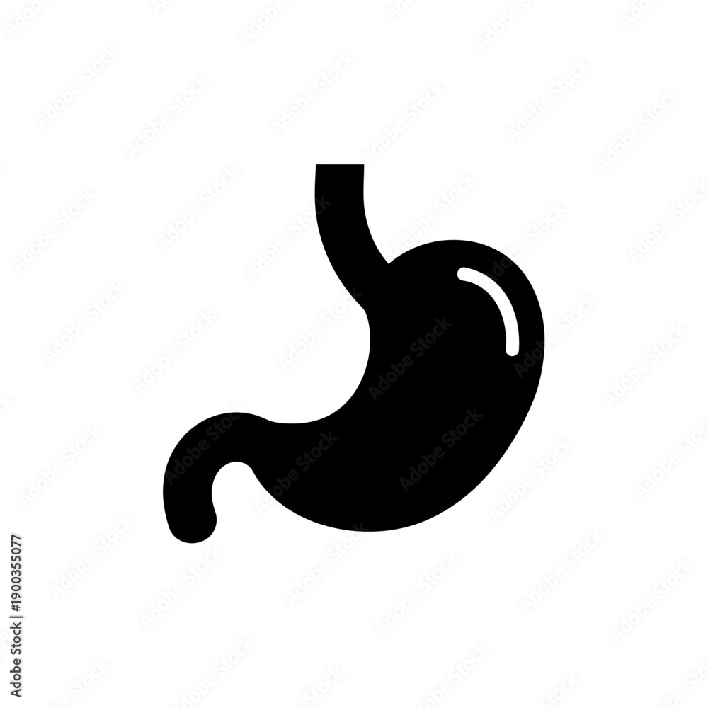 Fototapeta premium Human Stomach Organ Silhouette Icon for Medical and Health Concepts.