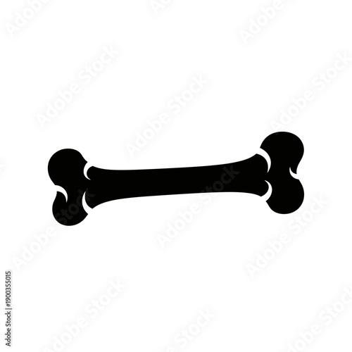 Black Silhouette of a Dog Bone Icon.