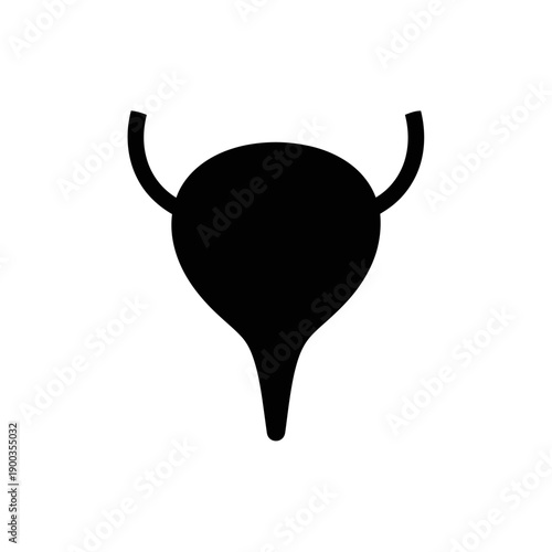 Human Bladder Organ Silhouette Icon Isolated on White Background.
