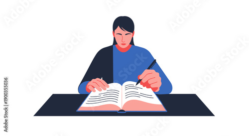 Man Reading Open Book with Concentration.