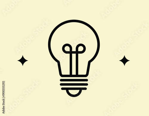 Simple Line Art Light Bulb Icon Representing Ideas.