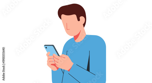 Man Using Smartphone with Concentration.
