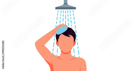 Man washing hair in shower.