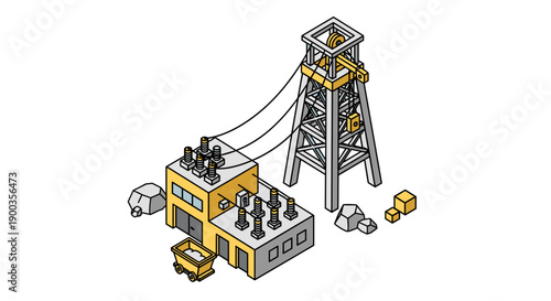 Oil Rig Industrial Equipment Illustration.