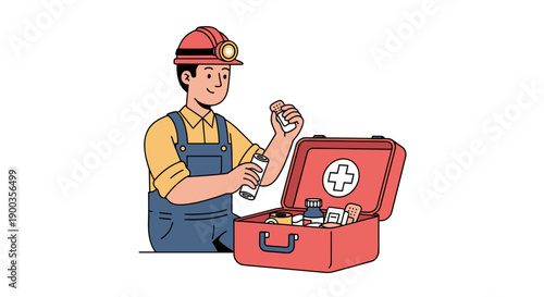 Paramedic Preparing Medical Supplies from Kit.