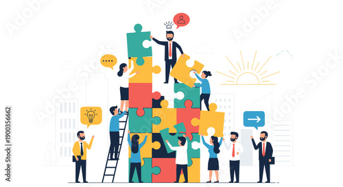 Teamwork and Collaboration with Puzzle Pieces 1.