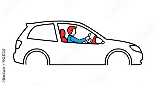 Woman driving a car illustration.