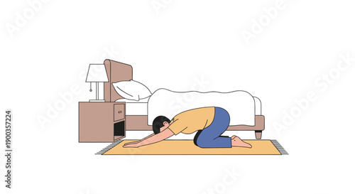 Woman Practicing Yoga in Child Pose.