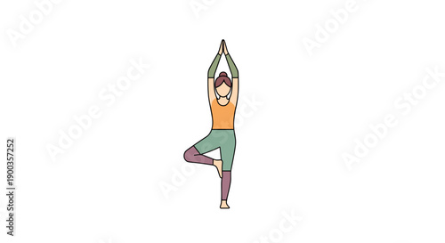 Woman Practicing Yoga Tree Pose Illustration 2.