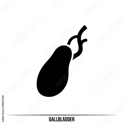 Human Gallbladder Organ Silhouette Icon Medical Illustration.