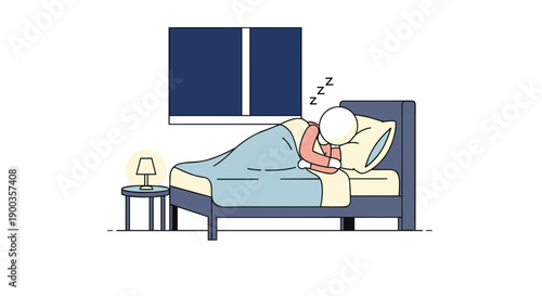 Woman Sleeping Peacefully in Bed Illustration.